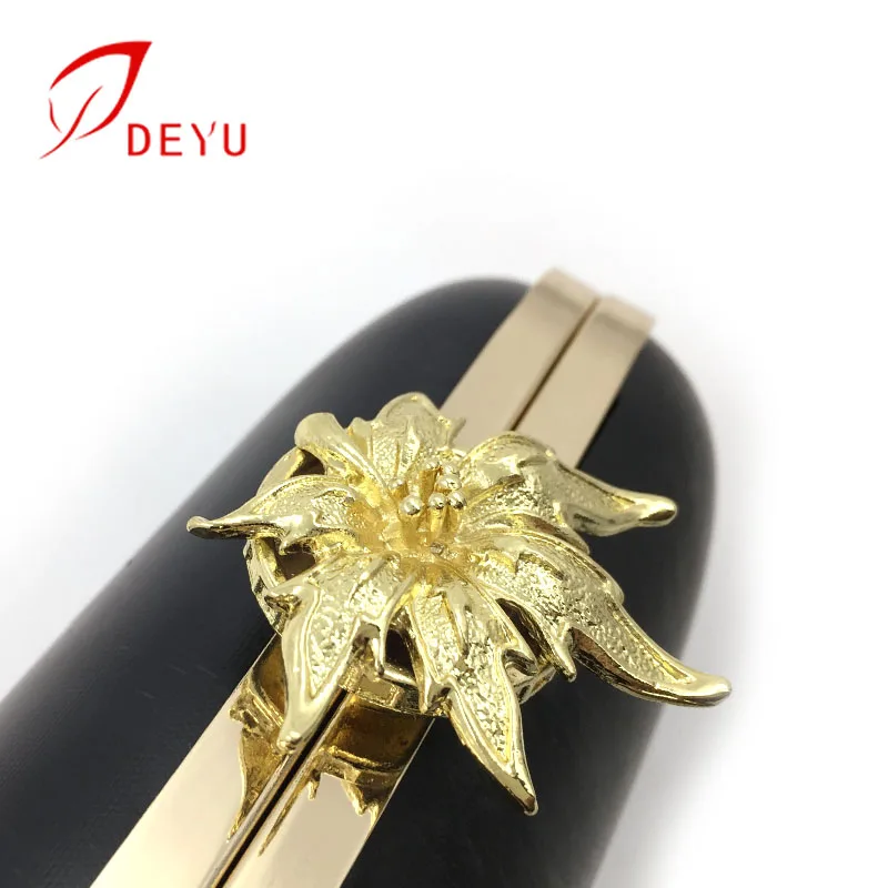 Flower purse gold frame women clutch clip beautiful evening bag
