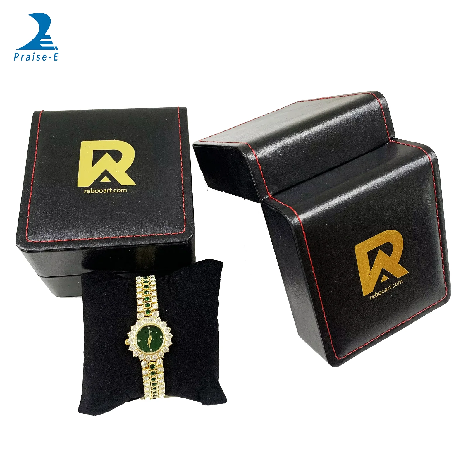 Custom black watch box, flip box cover PU leather, storage box watch packaging jewelry boxes