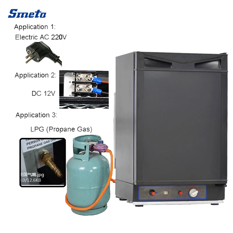 Smeta 42L 60L 100L Portable Mini Propane Fridge 12V AC DC LPG Absorption Gas Fridge Refrigerator