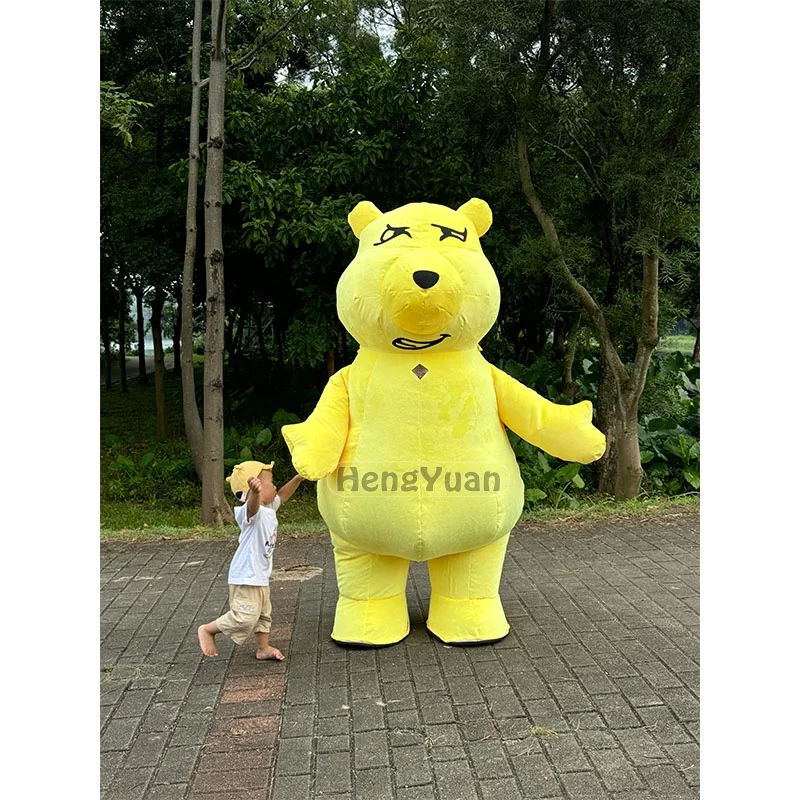 Hengyuan Hot Sale Unisex Inflatable Yellow Bear Mascot Clothing Lovely Inflatable Teddy Bear Walking Mascot Costumes Adult Dress