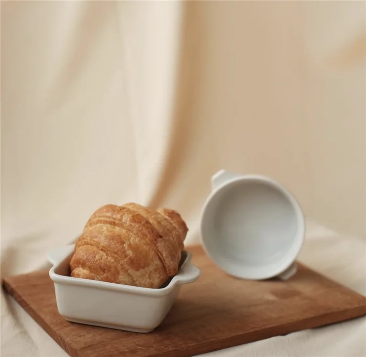 Hot sell custom high-quality simple pudding ceramic baking bowl pot pie creme brulee dessert ceramic bowl