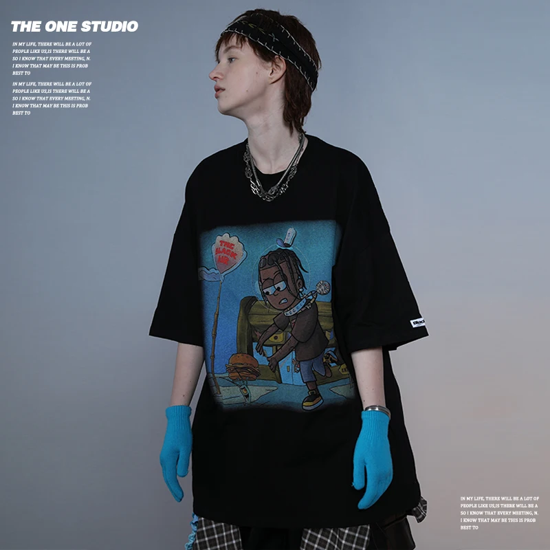 wholesale Customized hip hop clothing oversized tshirt half sleeve men and women Tshirt