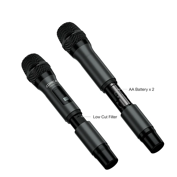 Comica CVM-WS50(H) беспроводной микрофон для смартфона, с УВЧ 6 каналами, Профессиональный Гибкий петличный микрофон для видео и воспроизведения