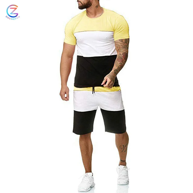 
OEM High Quality Cotton Mens T Shirt With Shorts 2 Two-piece Sets Men Tshirt Pants 