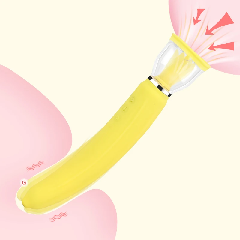 2024 New Design Banana 3 in 1 Sucking Tongue Licking & Vibration G-spot Vibrator Adult Sex Toys Good Gift for Women