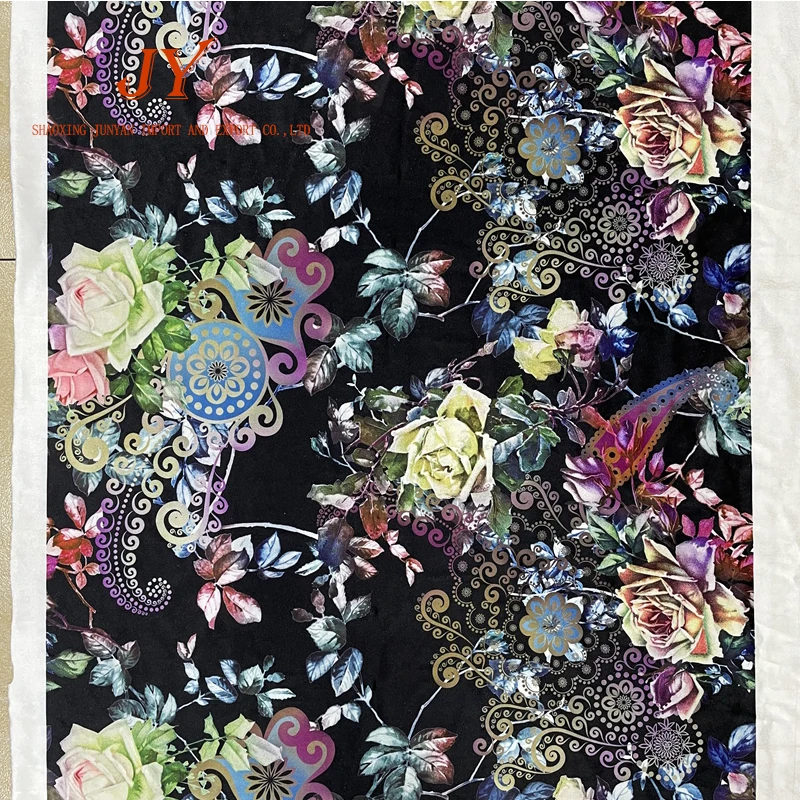 
Hot Selling Digital Print Fabric Fabric For Dresses 100% Polyester Velvet Printed A0580 MOQ One Meter Flower Pattern 