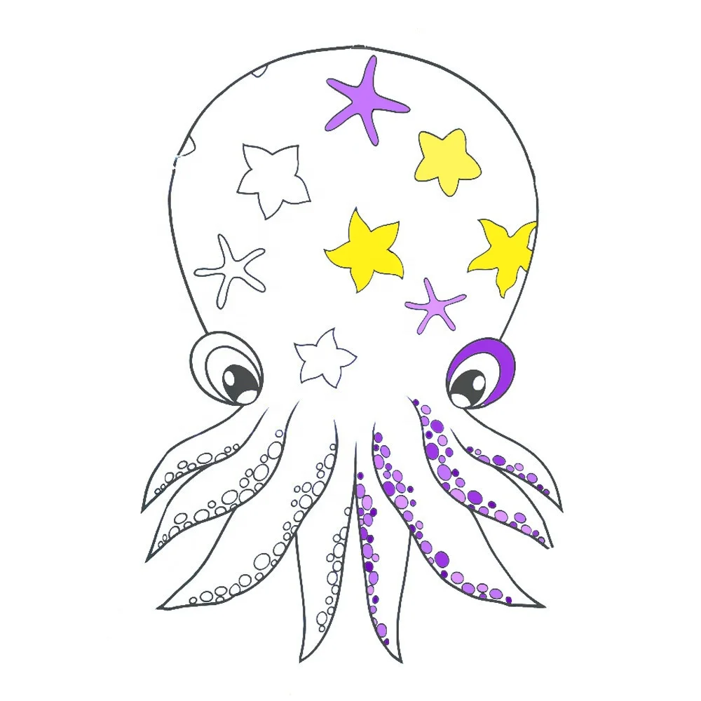 High quality octopus animal shape flying DIY drawing  kite for kids from the kite factory