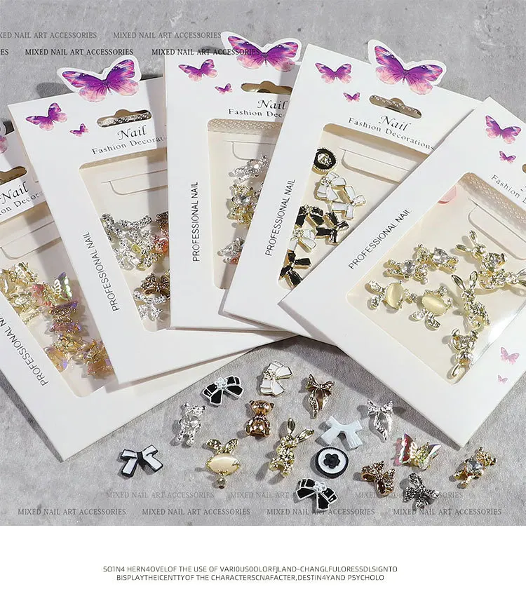 Manicure Bear Bow Chain Alloy Japanese Manicure Aurora Butterfly Love Jewelry Charm