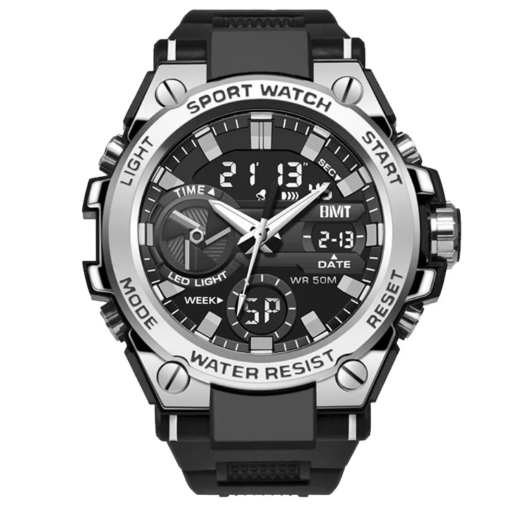 Luxury Mens Relogio Masculino  50M Waterproof Sport LED Dual Display Male digital Wristwatch for man