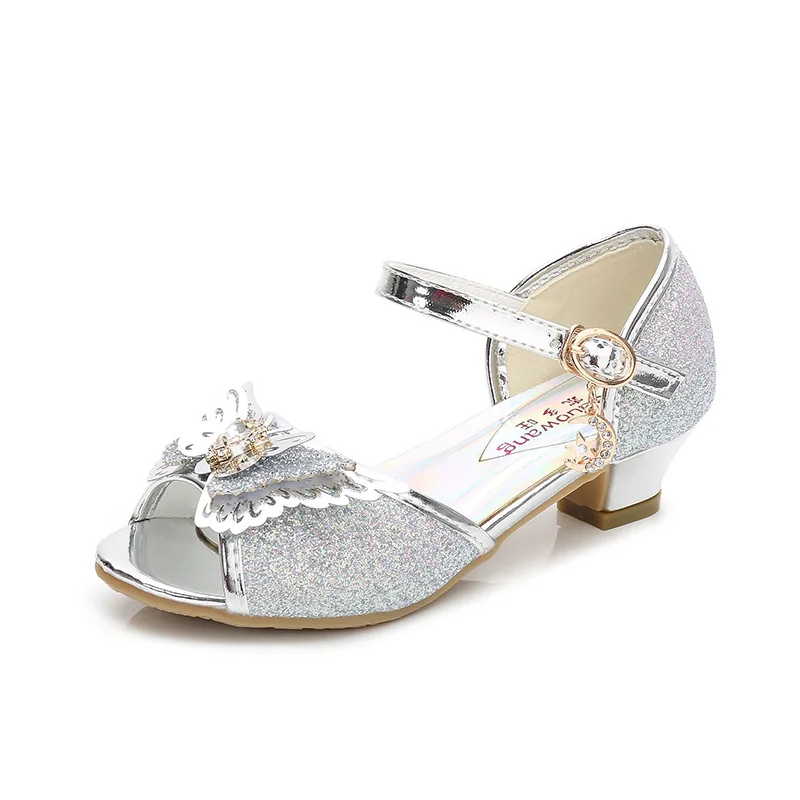 ChouShan OEM Sandal Putri 2022 Summer New Fashion Fish Mouth Bow Crystal Girls Princess Shoes