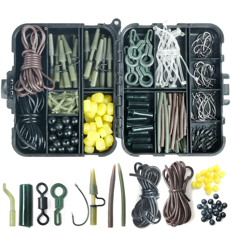 225pcs Europe Carp Fishing Gear and Accessories Kit s Anti Tangle Sleeve Soft Silicone Beads Hook Corn Rubber Tube