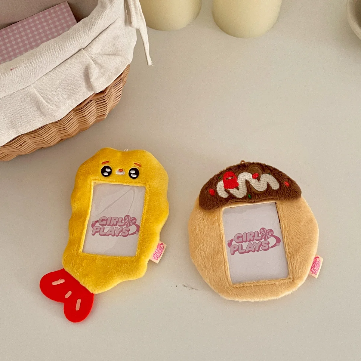 New Arrival Kawaii Fish Rice Ball Plush Photocard Holder Photo Bus Card Protective Cover Case Bag Pendant Stationery