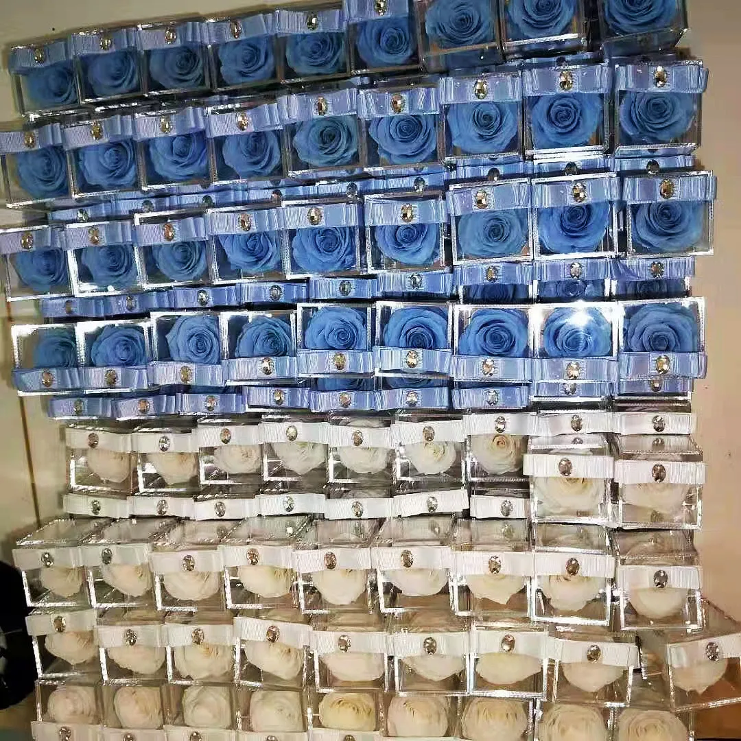 Customized Logo Decoration Flower Acrylic Box Diy Everlasting Natural Forever Long Lasting Immortal Preserved Roses Flower