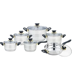 Wholesale 12 pcs bakelite handle Cookware sets cheap stainless steel cooking pan and pot sets