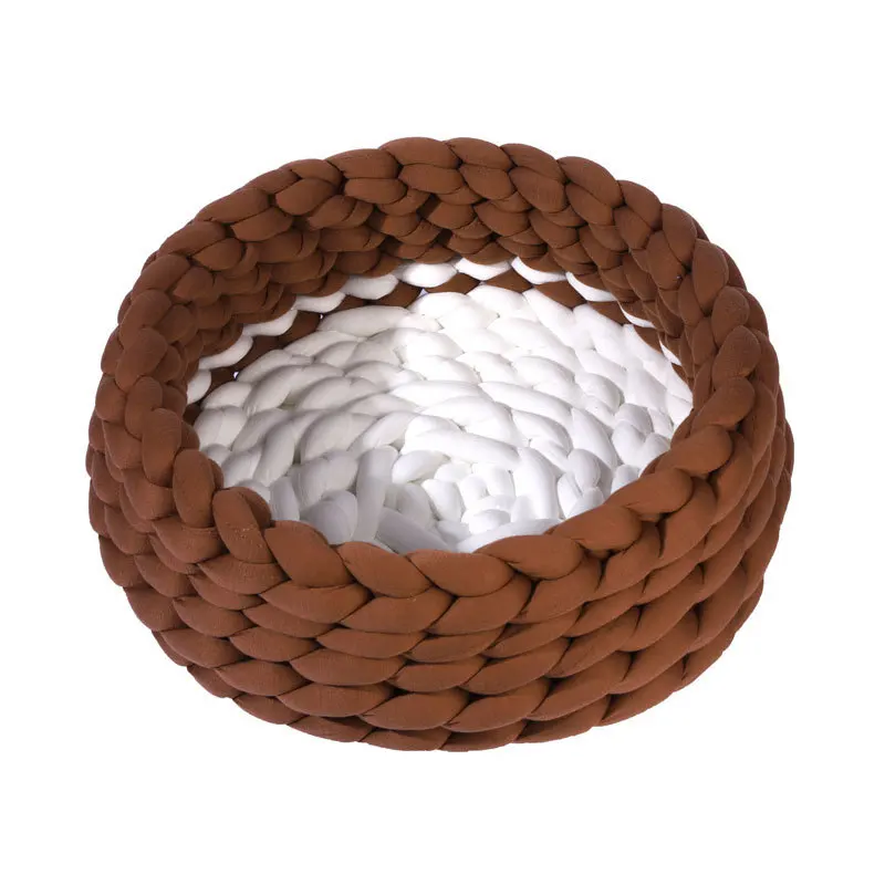 Hand Woven  Nest Four Seasons Universal Removable Core Filling Cotton Coarse Wool Pet Cat Bed