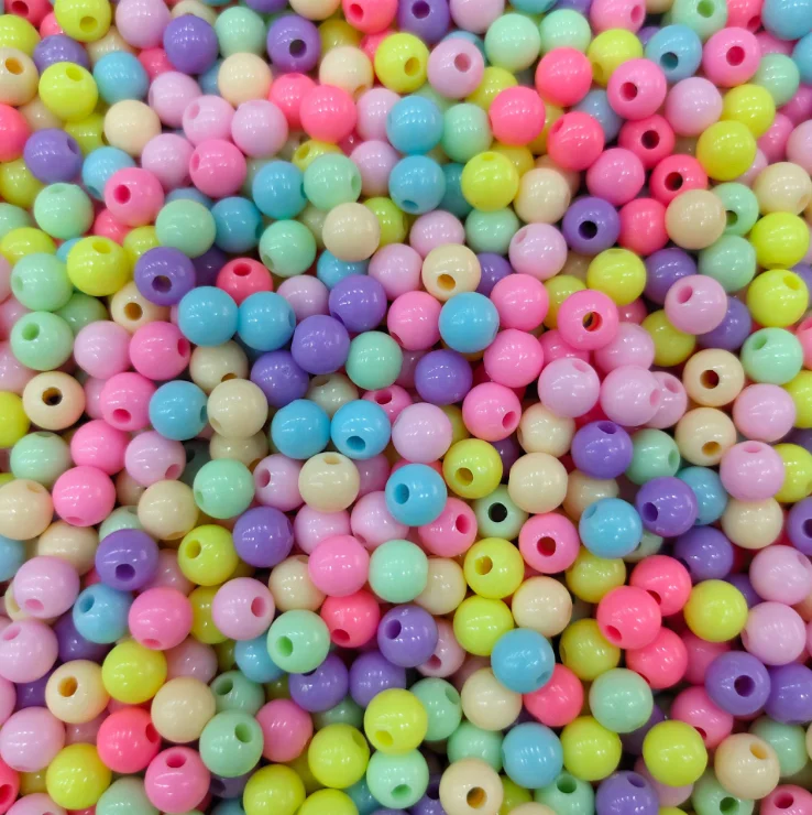  6mm 8mm 10mm Candy Color Round String Acrylic Beads For Jewelry Making DIY Necklace Bracelet Hip Hop Charm