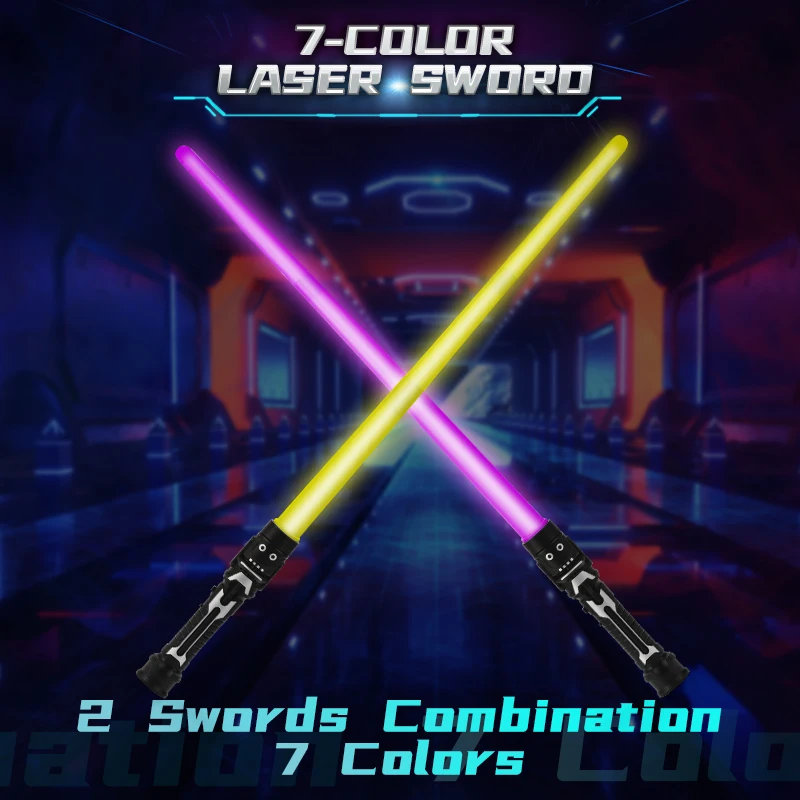 2-in-1 Luminous Toy Telescopic Fluorescent Stick Flashlight Stick 7 colors switch freely  laser Space Sword toy for kids