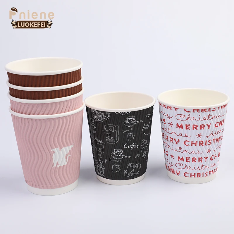 Custom Disposable Cups For Hot Beverage Drinking Water Juice Cold Coke Coffee Corrugated Paper Drinks Paper Cup