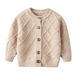 Handmade Crochet Kids Girls Outwear Children Cardigan Kinnted Sweater For Kids Cardigan Girl Clothes 100% Cotton Soft Clothing