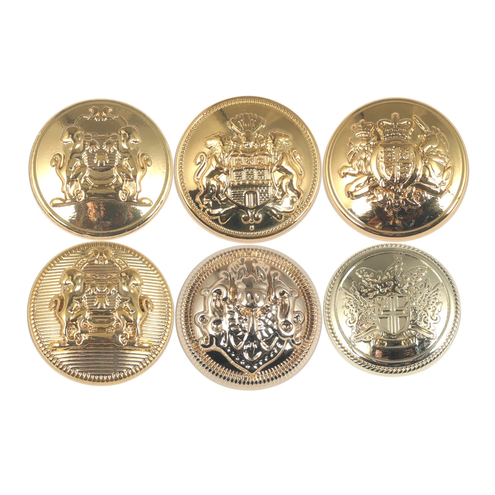 High Quality Custom Lion Head Horse Logo Metal Sewing Button Gold Plating Shank Button for Blazer Jumper Uniform
