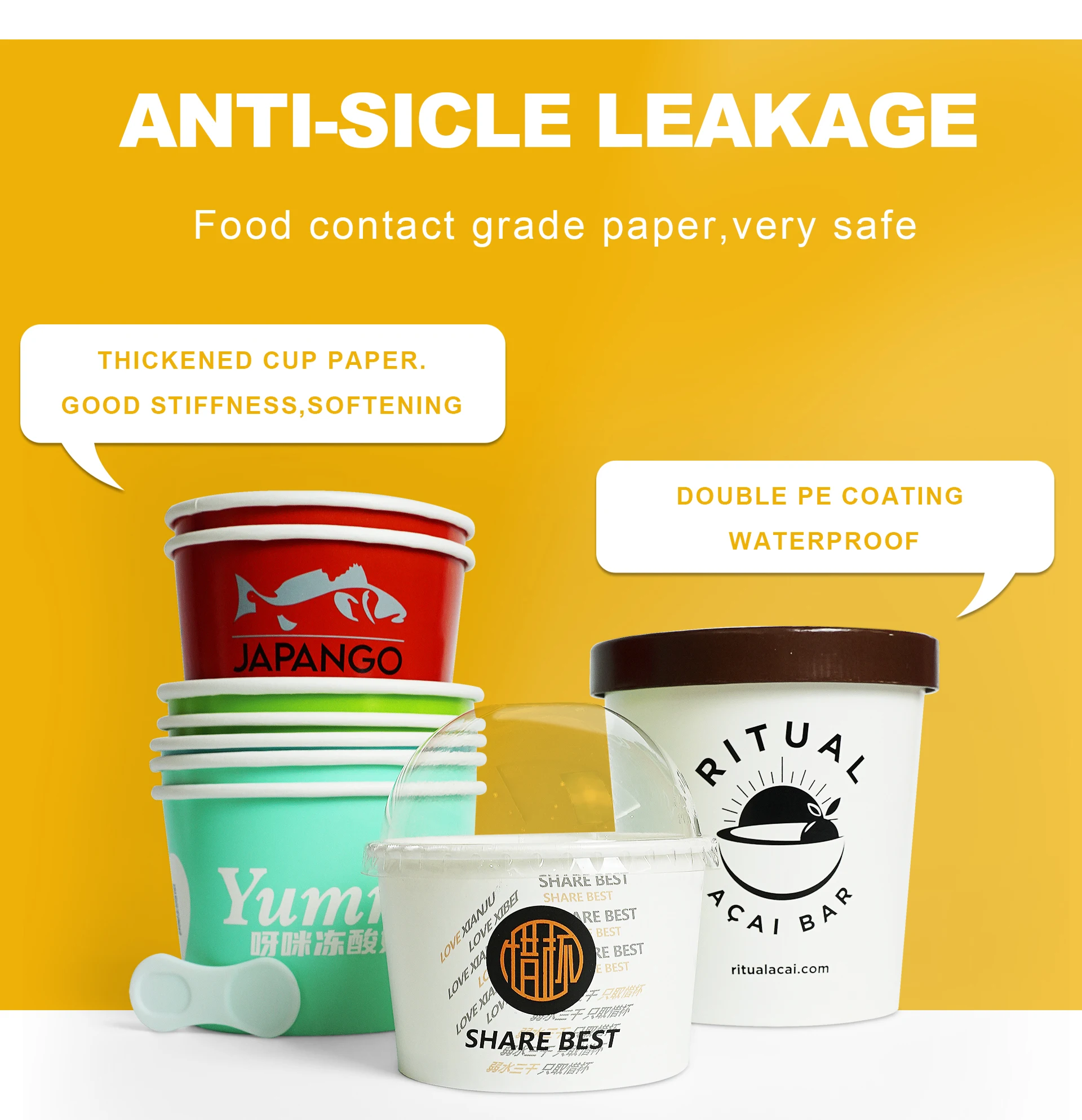 Paper container food grade icecream cups packaging ice cream paper cup