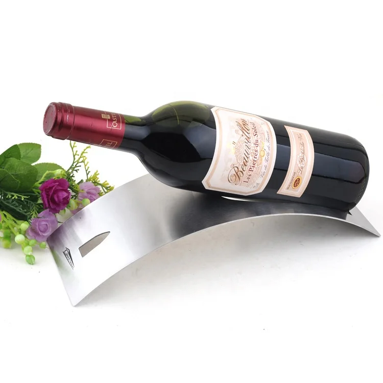 Wine Storage Rack Countertop Silver Arched Shape Wine Holder Stand Single Wine Bottle Holder Metal Whisky Display Rack