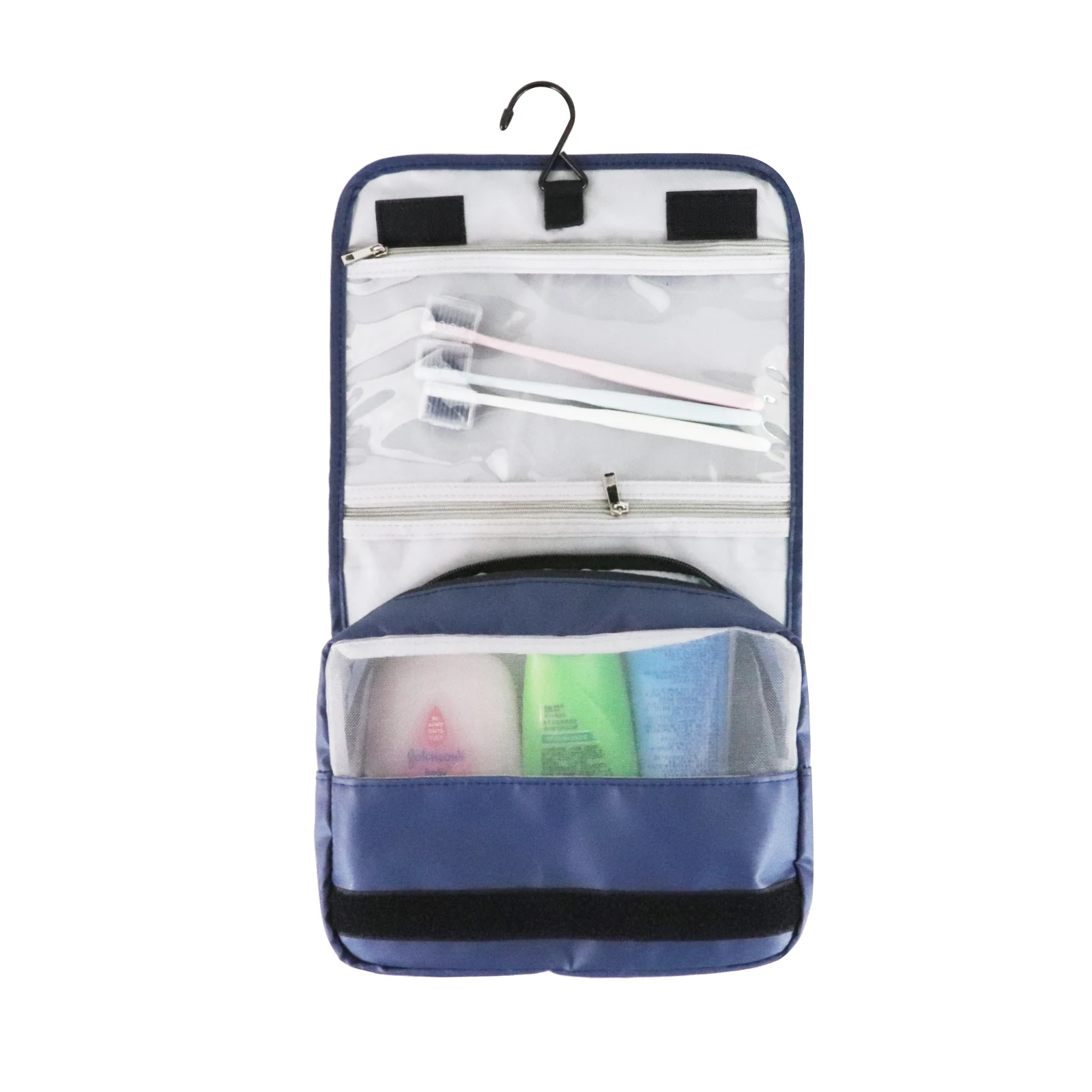 Folding large capacity travel cosmetic makeup bag hanging nylon travel toiletry bag for women men with hanging hook