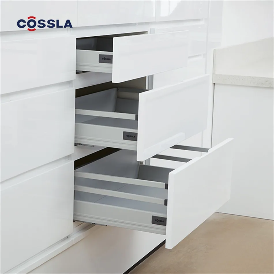 
full extension blumot soft close tandem metal box drawer slide 85mm height luxury metal box 
