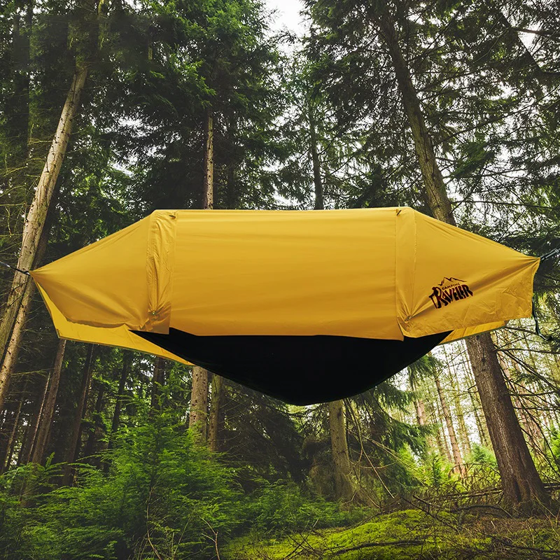 Portable Outdoor Net Hammock With Shade Lightweight Camping Hammock Mosquito Net Rain Tarp