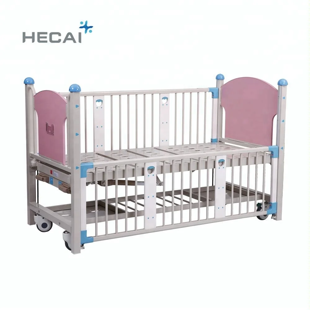 cheap one crank single function manual epoxy hospital children bed with protective side rail