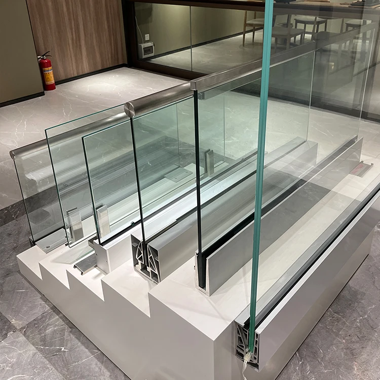 stainless steel stair handrail glass balustrade railing spigot led glass standoff aluminum deck stair glass railing balcony