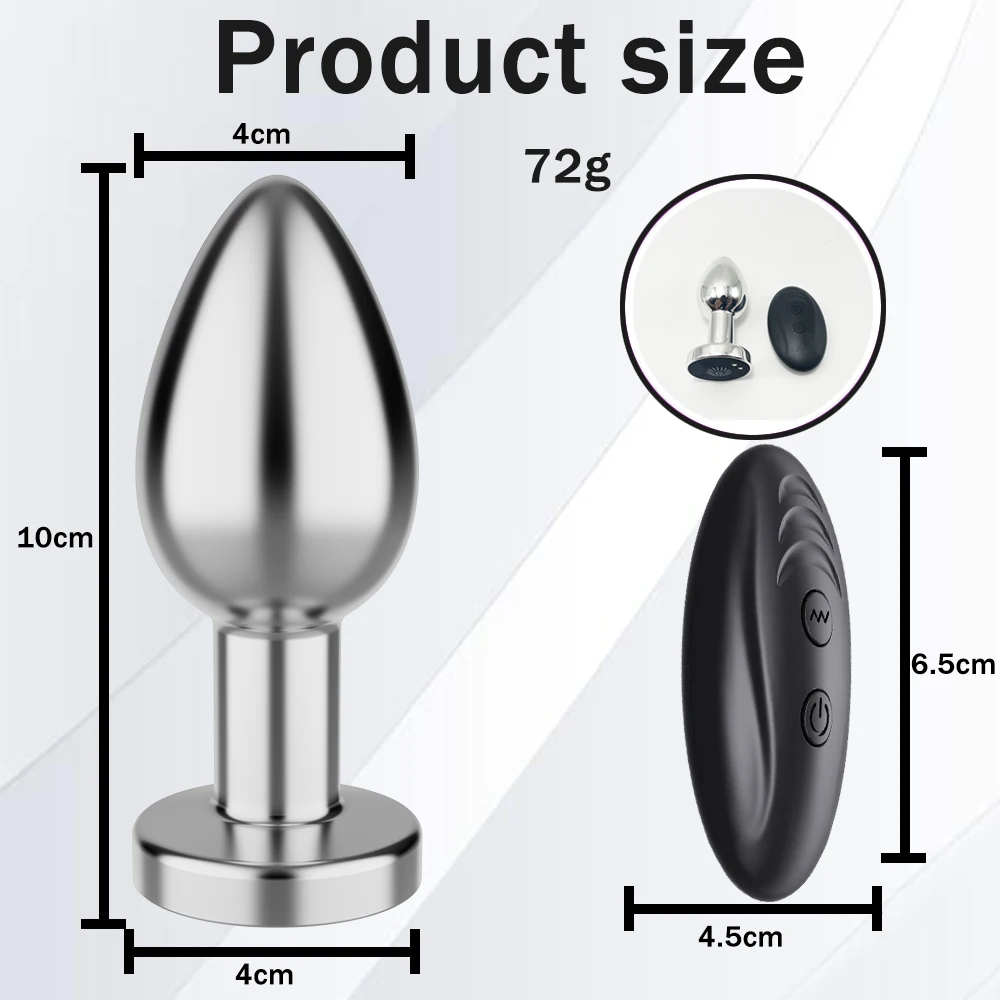 Wireless Remote Control Anal Plug Small Vibrating Butt Plug Metal Anal Vibrator Prostate Massager Anal Sex Toy For Men Women