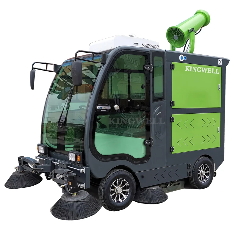 Multi functional  Driving Type Full Closed Cabin Road Floor Street  Sweeper For Cold Area With Air Conditioning