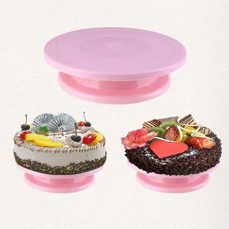Cake Rotary Table Mini Plastic Fondant Cake Turntable Revolving Platform Round Cookie Stand Rotating Home Kitchen Accessory