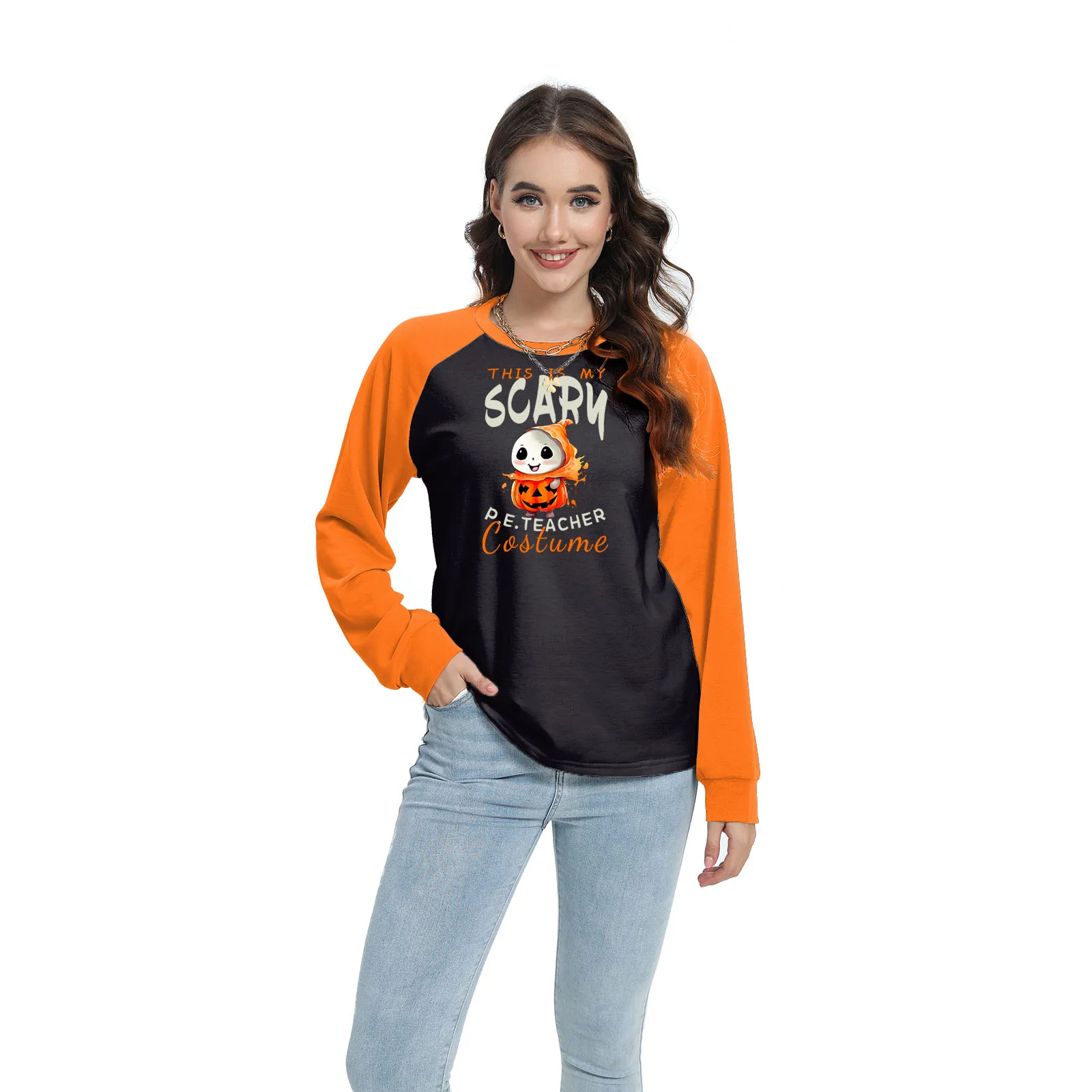 NADANBAO autumn women T-shirt Halloween gothic skull pattern long sleeve blouse casual shirt O neck tees wholesale Custom OEM