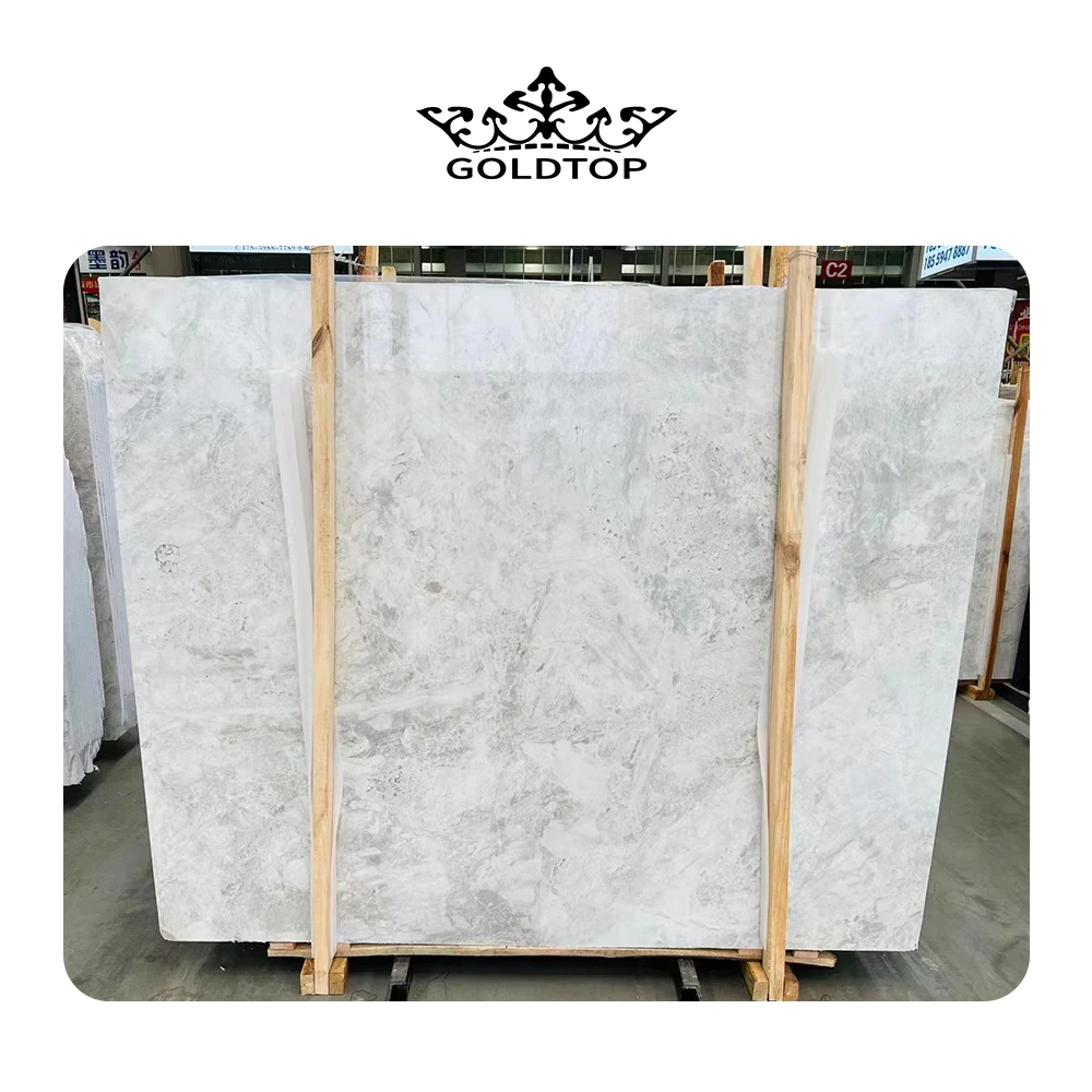 GOLDTOP OEM/ODM Marmore Wholesale Glossy Grigio Orsola White Marble Slabs for Floor Tiles and Kitchen Countertops