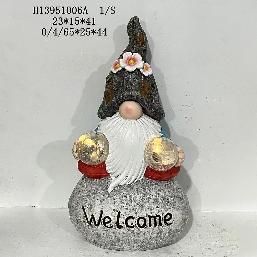 Garden yard funny decor  resin gnome statue artificial moss finished magnesia craft gnome flower pot  resin garden gnome statue