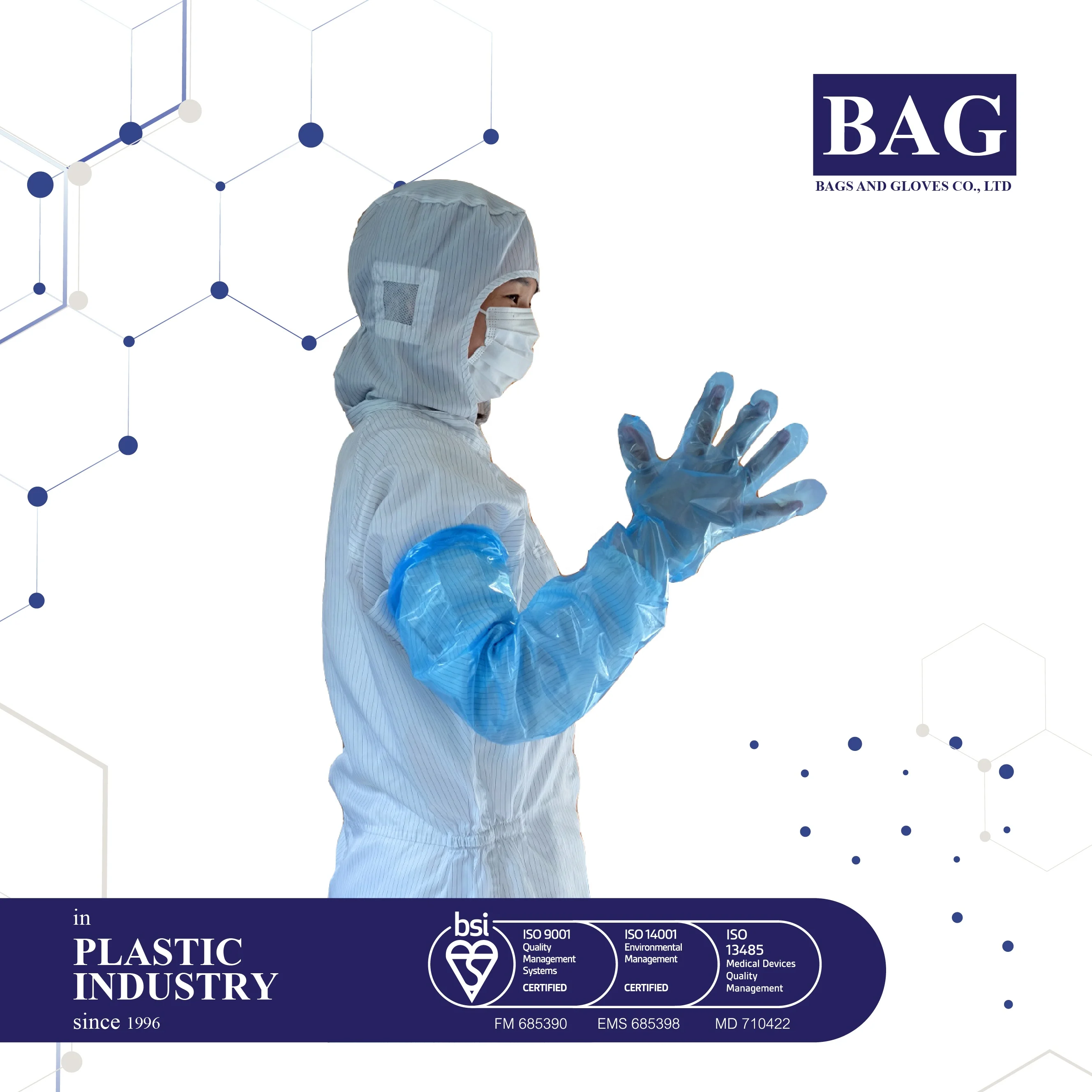 Disposable Arm Length Long Gloves for Medical used, Blue, non sterile