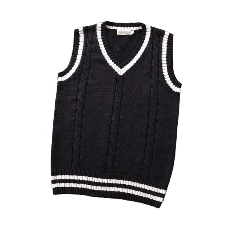 
College British style V-neck men and women twist color JK school uniform cos sleeveless vest sweater 