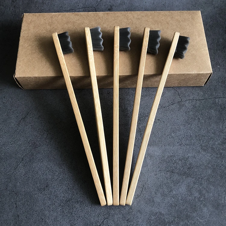 Custom Private Label Biodegradable Bamboo Micro-Nano Charcoal Toothbrush with 20000 Soft Silk Nano Bristles