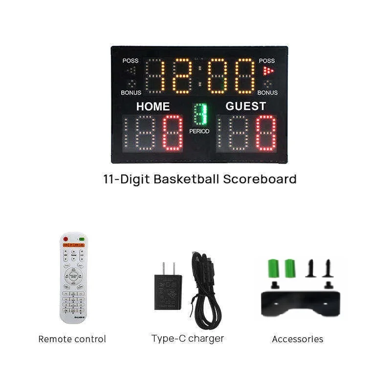 YIZHi Remote Control Portable LED Digital Electronic Scoreboard for Basketball Game with Buzzer Countdown Timer Score Keeper