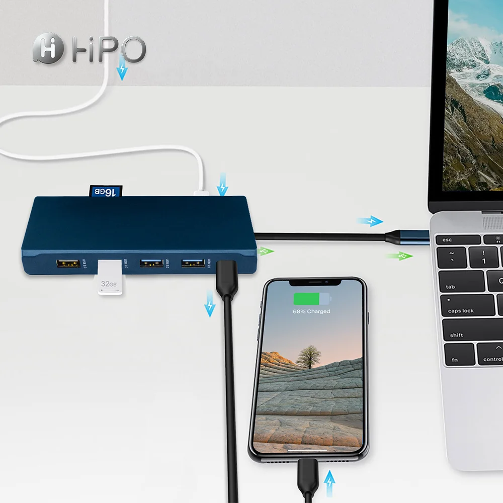 for MacBook Dell HP Laptop  12 in 1 Triple Display USB C Hub  Multiport Adapter Dongle with HD 4K  VGA  100W PD Charge  USB 3.0