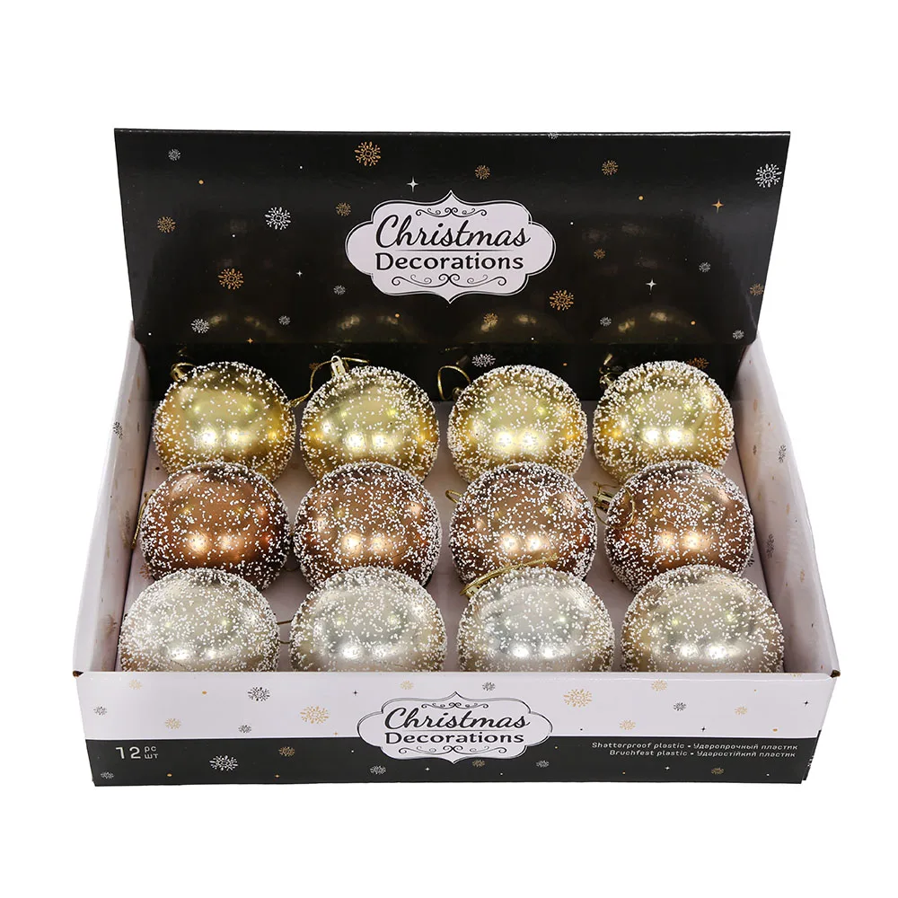 Xmas ball Customized Wholesale 8cm Snow Shatterproof Plastic Indoor Christmas Tree Ornaments  Christmas Ball Set Decorations