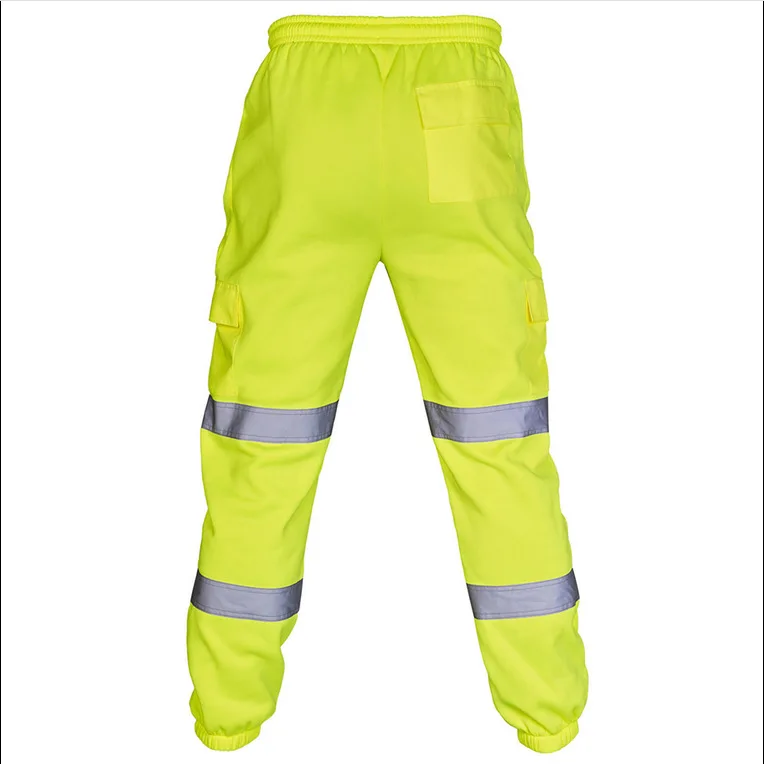 HBC Newly Designed Polyester Breathable Drawstring Stitching Silver Reflective Strip Beam Feet Safety Reflective Work Pants