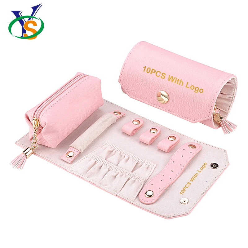 
Custom logo portable pu leather jewelry pouch bag organizer luxury jewellery travel roll 