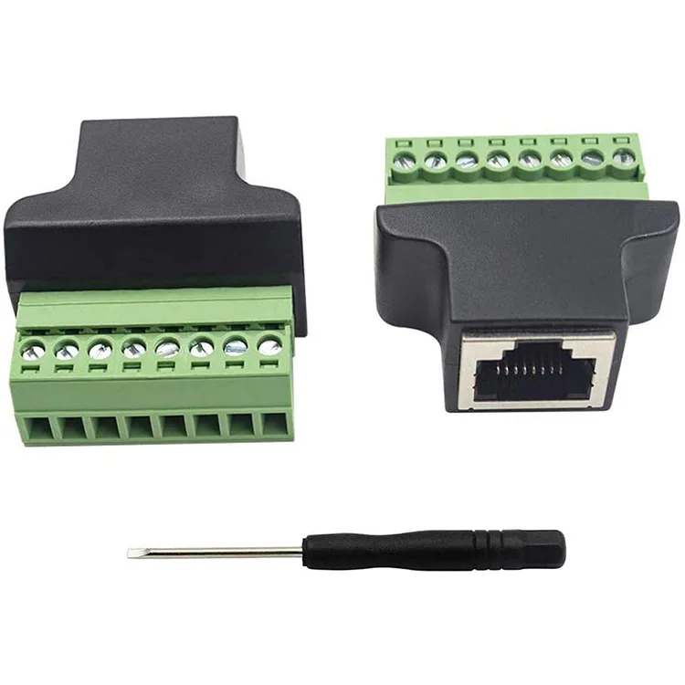 RJ45 Screw Terminal Adaptor Connector RJ45 8p8c Female Jack to 8 Pin Screw Terminal Connector for Cat7 Cat6 Cat5