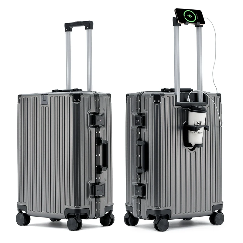 OEM/ODM High Quality Aluminium Suitcase  Luggage Carry Ons 20/22/24/26 Inch Large Cabin Luggage Suitcase for Traveling