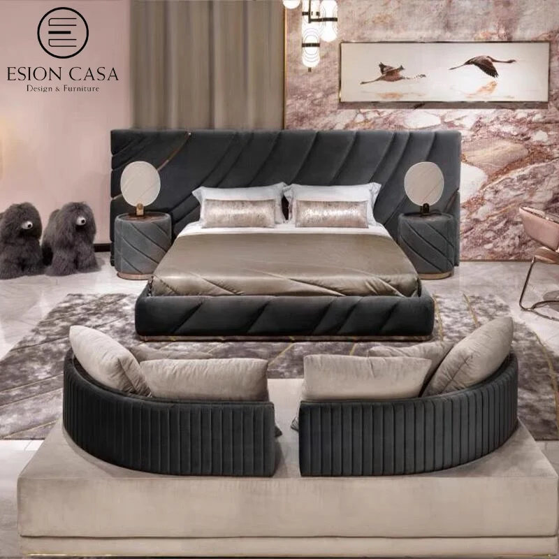 ESION CASA итальянская кожаная кровать 1,8 м двойная кровать большая изголовье кровати большого размера комплект мебели для спальни