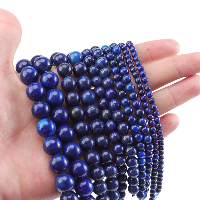 natural stone loose beads for jewelry making synthetic lapis lazuli blue color round beads for necklace bracelet