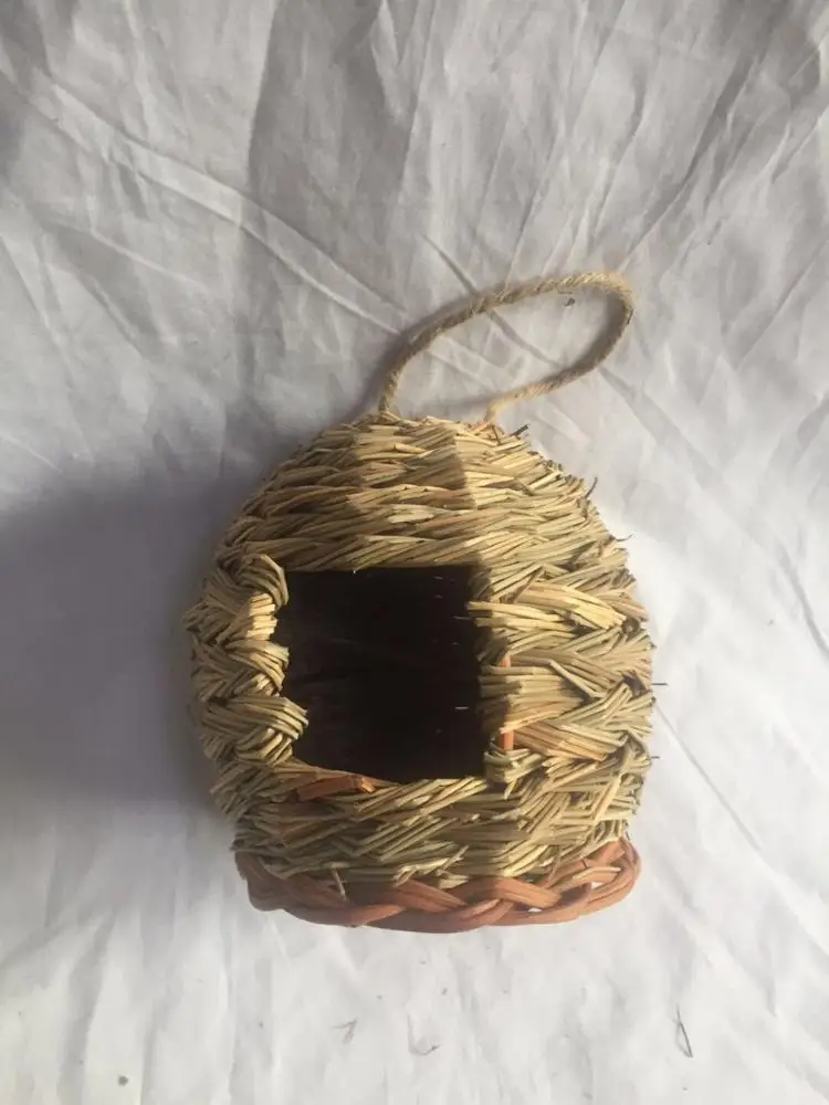 Hanging Birdhouse Hummingbird Nest Fiber Hand-Woven Roosting Pocket